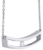 14K White Gold Sliding Bar Diamond Pendant Necklace 15.75" Cable Chain 0.10 CT.