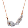 Diamond Angel Wings Pendant 14K Rose Gold Fashion Charm Cable Chain 0.25 CT.