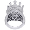 Crown Diamond Pave Designer Statement Pinky Ring Mens 10K White Gold 7.11 Ct.