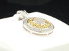Ladies 10K Two Tone Gold Pave Diamond Filigree Circle Pendant Charm For Necklace