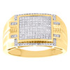 10K Yellow Gold Real Diamond Milgrain Step Square Cluster Mens Pinky Ring 1/3 CT