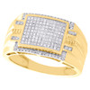 10K Yellow Gold Real Diamond Milgrain Step Square Cluster Mens Pinky Ring 1/3 CT