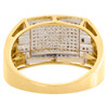 10K Yellow Gold Real Diamond Milgrain Step Square Cluster Mens Pinky Ring 1/3 CT