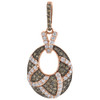 Brown Diamond Oval Pendant Ladies 10k Rose Gold Charm Necklace 1 CT.