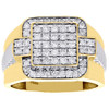 10K Yellow Gold Round Diamond Fashion Pinky Ring Mens Two Tone Jubilee 1 Ct.