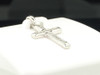 10K White Gold Diamond Cross Pendant Jesus Charm for Women Round Cut  0.13 CT