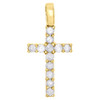 10K Yellow Gold Mens Ladies Round Solitaire Diamond Cross Pendant Charm 0.80 Ct.