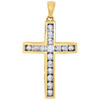 10K Yellow Gold Ladies Round Diamond Cross Pendant 1.3" Channel Set Charm 1/2 Ct