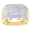 10K Yellow Gold Real Diamond Cluster Statement 13mm Wide Pave Pinky Ring 1.5 CT.