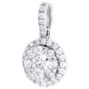 14K White Gold Diamond Double Frame Flower Halo Pendant Ladies Charm 0.92 Ct.