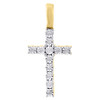 10K Yellow Gold Ladies Round Diamond Cross Pendant 0.15 Ct Bezel Set Charm 1.20"