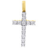 10K Yellow Gold Ladies Round Diamond Cross Pendant 1/4 CT. Bezel Set Charm 1.45"