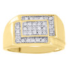 Diamond Pinky Ring 10K Yellow Gold Mens Round Cut Square Zig Zag Band 0.25 Ct.