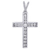 10K White Gold Ladies Round Diamond Cross Pendant 1.30" Channel Set Charm 1/2 CT.