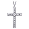 10K White Gold Ladies Round Diamond Cross Pendant 1.30" Channel Set Charm 1/2 CT.