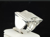 Diamond Square Pinky Ring Mens .925 Sterling Silver Domed Design 1.04 Tcw.