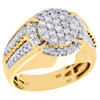 10K Yellow Gold Real Diamond Statement Pinky Ring Milgrain Rope 15mm 1.15 CT.