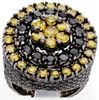 Black & Yellow Diamond Eternity Pinky Ring 10K Black Gold Fully Iced 10.77 Ct.