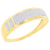 Diamond Pave Wedding Band Mens 10K Yellow Gold Round Cut Engagement Ring 1/5 Ct.