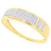 Diamond Pave Wedding Band Mens 10K Yellow Gold Round Cut Engagement Ring 1/5 Ct.