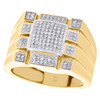 Mens 10K Yellow Gold Real Diamond Dome Square Statement Pave Pinky Ring 0.35 CT.
