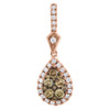 Brown Diamond Teardrop Pendant Ladies Rose Gold Charm Necklace 1/2 CT.