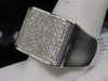 Diamond Square Pinky Ring Mens .925 Sterling Silver Round Cut Pave 0.83 Tcw.