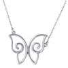 Diamond Butterfly Pendant 14K White Gold Ladies Fashion Charm Cable Chain 1/5 CT.