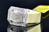 Mens 10K Yellow Gold White Round Cut Pave Diamond Domed Face Pinky Ring .30 ct.