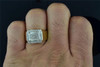 Mens 10K Yellow Gold White Round Cut Pave Diamond Domed Face Pinky Ring .30 ct.