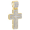 10K Yellow Gold Genuine Diamond Mini Cross Pendant 1.45" Mens Flat Charm 0.25 Ct