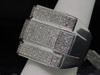 Diamond Square Pinky Ring Mens .925 Sterling Silver Round Pave Design 1.10 Tcw