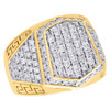 10K Yellow Gold Diamond Step Shank Hexagon Tier Greek Key Pinky Ring 1.93 CT.