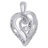 10K White Gold Dancing Diamond Pendant Double Heart Necklace 0.10 CT.