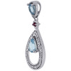 Diamond Pendant Created Blue Topaz Teardrop White Gold Charm 0.86 CT.