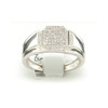 Diamond Square Pinky Ring Mens 10K White Gold Round Pave Fashion Design 1/4 Tcw.