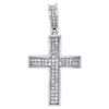 10K White Gold Genuine Diamond Dome Cross Mini Pendant 1.20" Pave Charm 0.25 CT.