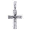 10K White Gold Genuine Diamond Dome Cross Mini Pendant 1.20" Pave Charm 0.25 CT.