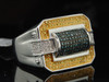 MENS .925 STERLING SILVER YELLOW DIAMOND PINKY RING PAVE