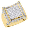 10K Yellow Gold Princess Cut Diamond Mens XL Square Pinky Statement Ring 2 Ct.
