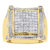 10K Yellow Gold Princess Cut Diamond Mens XL Square Pinky Statement Ring 2 Ct.