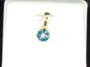 Ladies 10K Yellow Gold Flower Blue & White Diamond Pendant Charm For Necklace