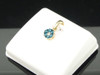 Ladies 10K Yellow Gold Flower Blue & White Diamond Pendant Charm For Necklace