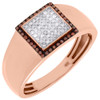 Red Diamond Wedding Band 10K Rose Gold Round Cut Men's Engagement Ring 0.25 Ct.