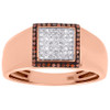 Red Diamond Wedding Band 10K Rose Gold Round Cut Men's Engagement Ring 0.25 Ct.