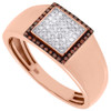 Red Diamond Wedding Band 10K Rose Gold Round Cut Men's Engagement Ring 0.25 Ct.