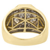 10K Yellow Gold Diamond Pinky Ring Octagon Step Tier Statement Mens Band 1.10 Ct