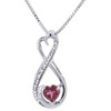 Diamond Pendant Created Red Ruby .925 Sterling Silver Charm with Chain 0.67 tcw.