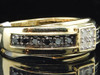 Mens 10K Yellow Gold Black & White Diamond Engagement Ring 4 Stone Wedding Band