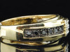 Mens 10K Yellow Gold Black & White Diamond Engagement Ring 4 Stone Wedding Band